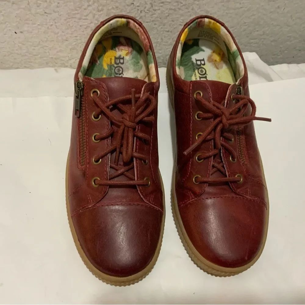 Born Tamara Red Leather Zipper Sneakers Size 8.5M